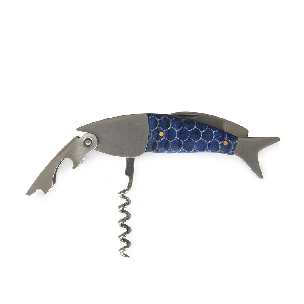 Sardines corkscrew bottle opener and small knife of Metal Steel / Wood